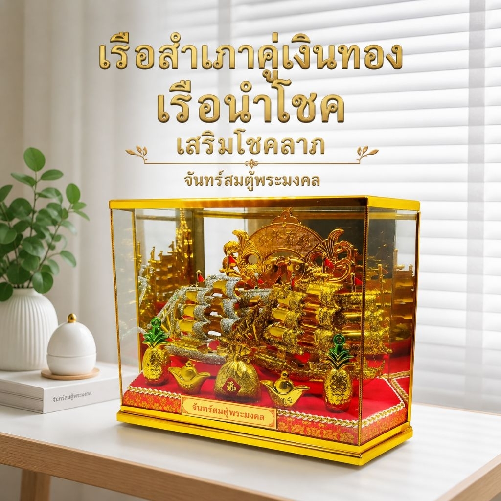 เรือสำเภา ของขวัญวันปีใหม่ ให้เป็นของที่ระลึก งานปลดเกษียณ ของตกเเต่งบ้าน ฮวงจุ้ย