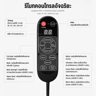 XUTI เบาะนวดไฟฟ้าอเนกประสงค์ นวดคลึงนวดคอและหลังพร้อมประคบร้อน เบาะนวดเอวสำหรับใช้ในบ้าน