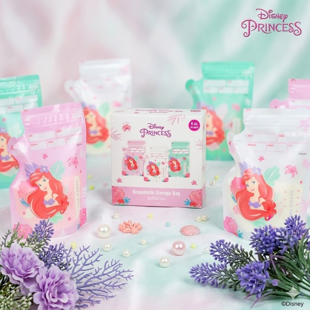 💥Cleance sale 🍼ถุงเก็บน้ำนม  Ariel  Collection 🍼  ลิขสิทธิ์แท้จาก Disney  (1 กล่อง 20 ใบ)