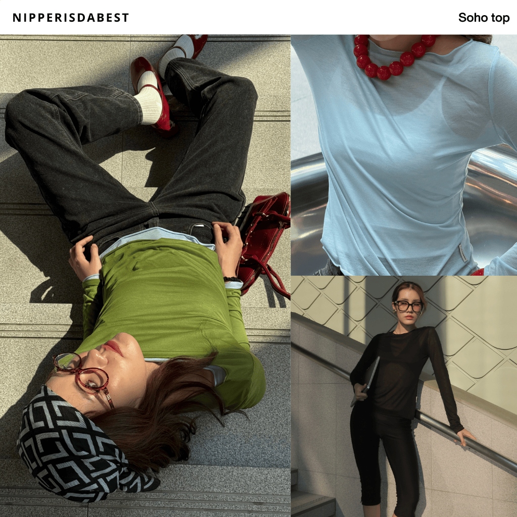 [Preorder Olive/Baby Blue] NIPPERISDABEST เสื้อยืดแขนยาว รุ่น Soho top สีฟ้า สีดำ สีเขียว #NPT073