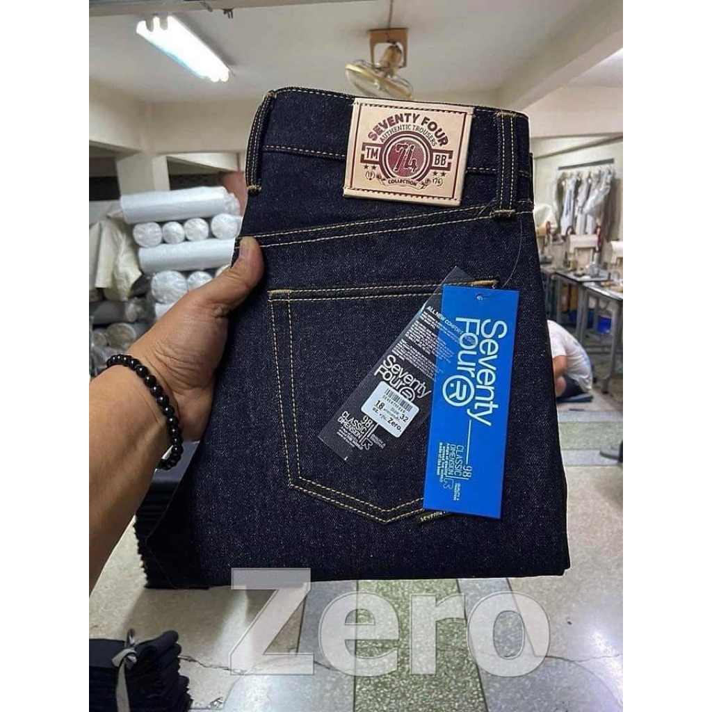 Seventy four denim18ozรุ่น18ozกะบอกเล็กและกะบอกตรงริมแดง