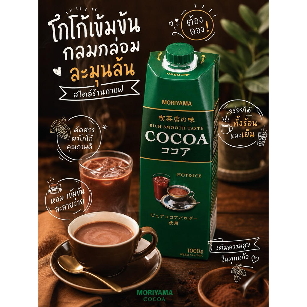 ✅ พร้อมส่งราคาดีสุด ✅ Cocoa Moriyama Rich Smooth Taste โกโก้ที่อร่อยมาก