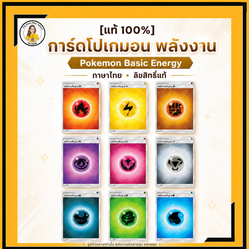 [แท้ 100%] การ์ดโปเกมอน พลังงาน (Pokemon Basic Energy) ภาษาไทย ลิขสิทธิ์แท้