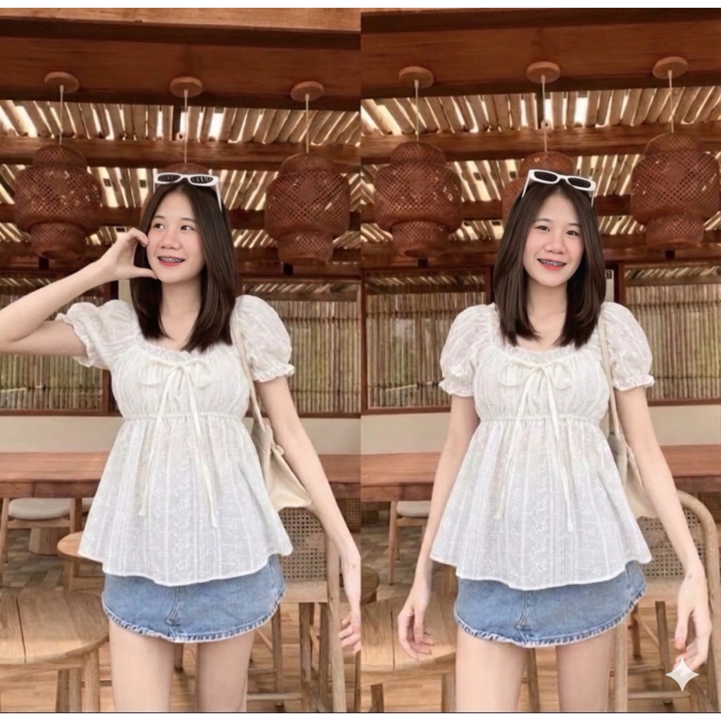 เสื้อแขนตุ๊กตา(รหัสJ75)กดก่อนหมดน๊าาผ้าบางมีซับนะคะ