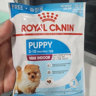 (ฟรี)​ Royal​ canin​ mini​ indoor​ puppy​ หรือ mini puppy 50​ กรัม