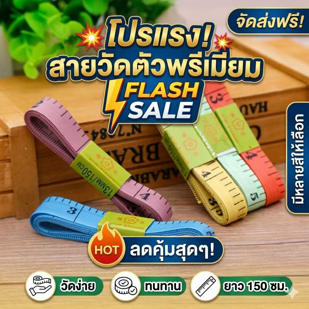 kingshopping (DAAZ3)(ร้านไทย) สายวัด สายวัดรอบเอว ด้านนิ้วเป็นมาตรฐานของไทย สายวัดขนาด ยาว150CM คละสี