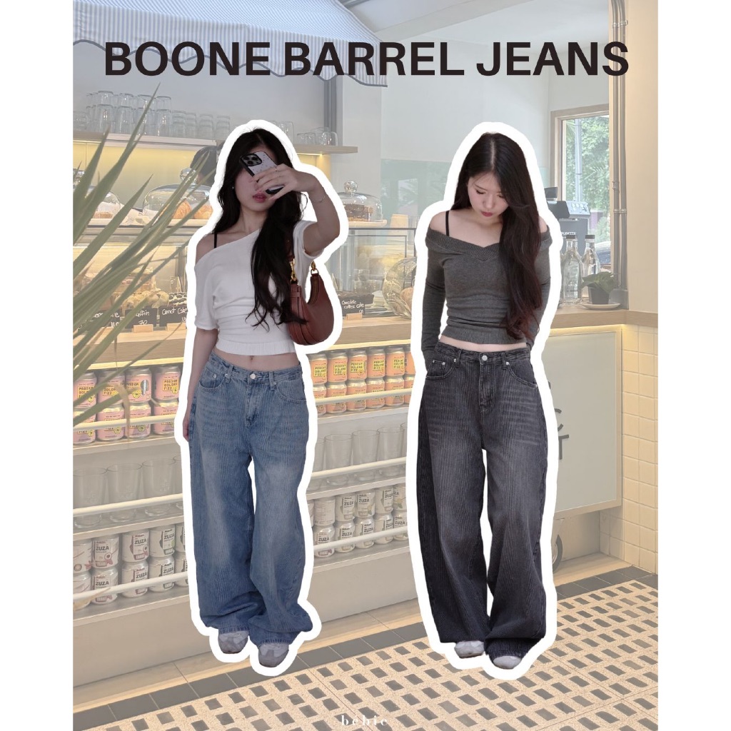 bebie jeans | Boone barrel jeans กางเกงยีนส์ (ลายผ้าลูกฟูก - limited)