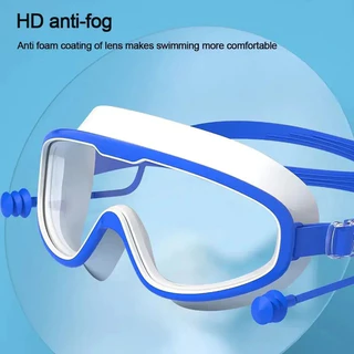 ส่งจากไทย แว่นตาว่ายน้ํากลางแจ้ง Anti-FOG มุมมองกว้างดําน้ําว่ายน้ําแว่นตาพร้อมที่อุดหูสําหรับเยาวชนผู้ใหญ่ ไม่รั่วซึม