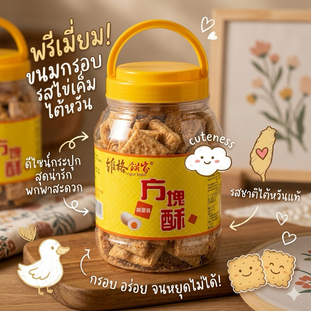 ‼️รอบส่ง 11 พฤษภาคม‼️พายกรอบสี่เหลี่ยม ของฝากชื่อดังจาก Vigor Kobo ของแท้จากไต้หวัน