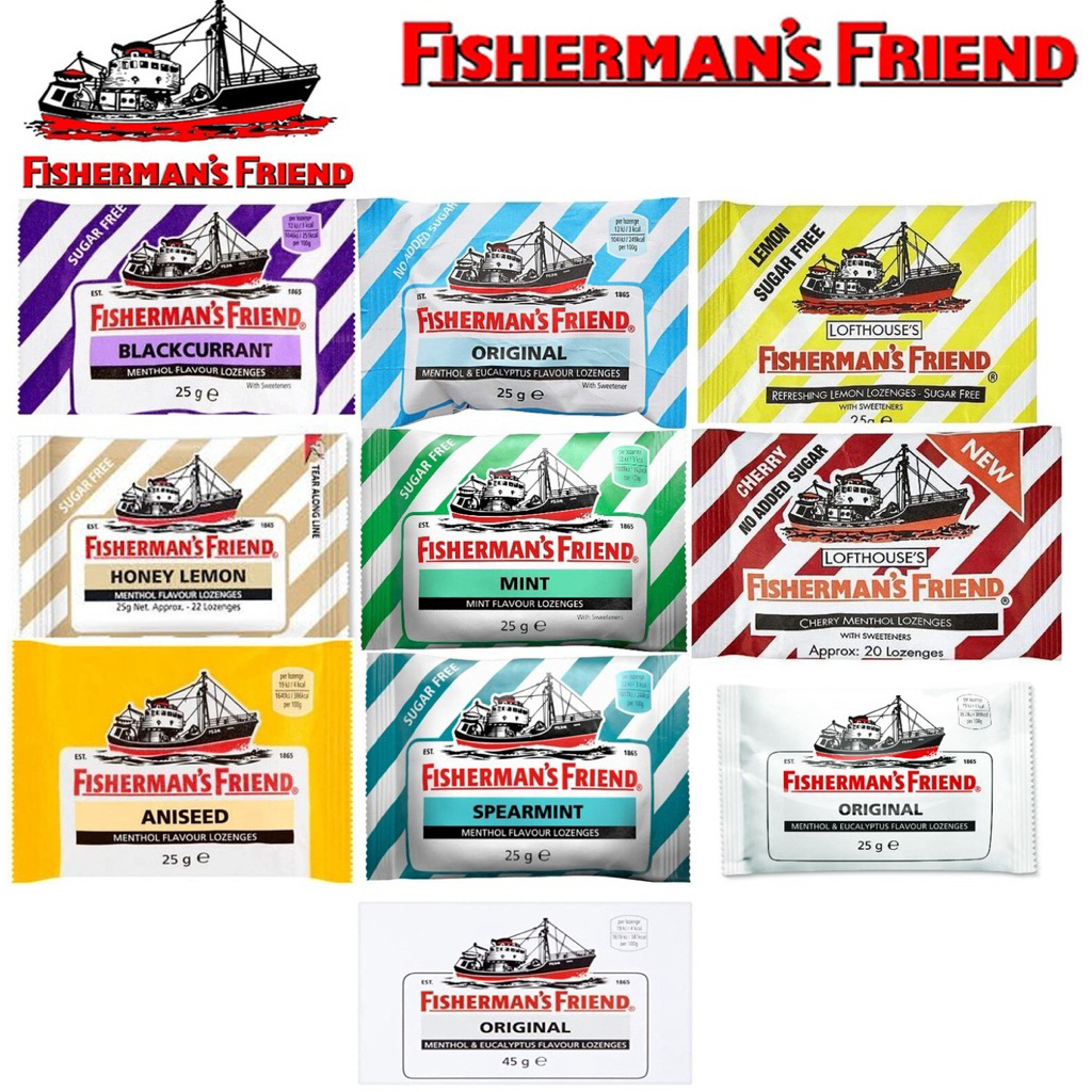 Fisherman's Friend (ฟิชเชอร์แมนส์ เฟรนด์) ช่วยบรรเทาอาการเจ็บคอ ระคายคอ และช่วยให้ลมหายใจสดชื่น 1 กล่อง 24ซอง
