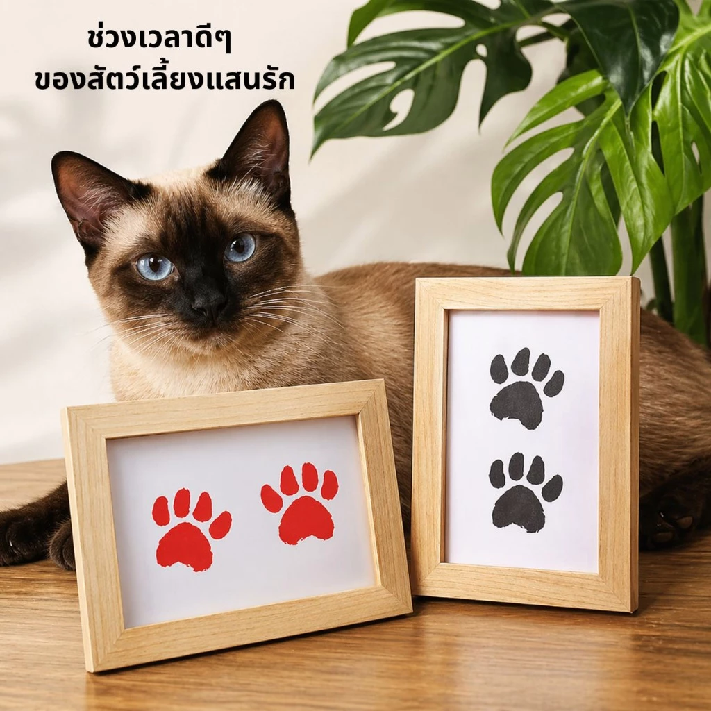 Harmcat กรอบรูปของขวัญ แผ่นหมึกสําหรับพิมพ์อุ้งเท้าสัตว์เลี้ยง สุนัข/เเมว ทำเองได้ง่ายๆ แผ่นรองพิมพ์ใช้แล้วทิ้ง