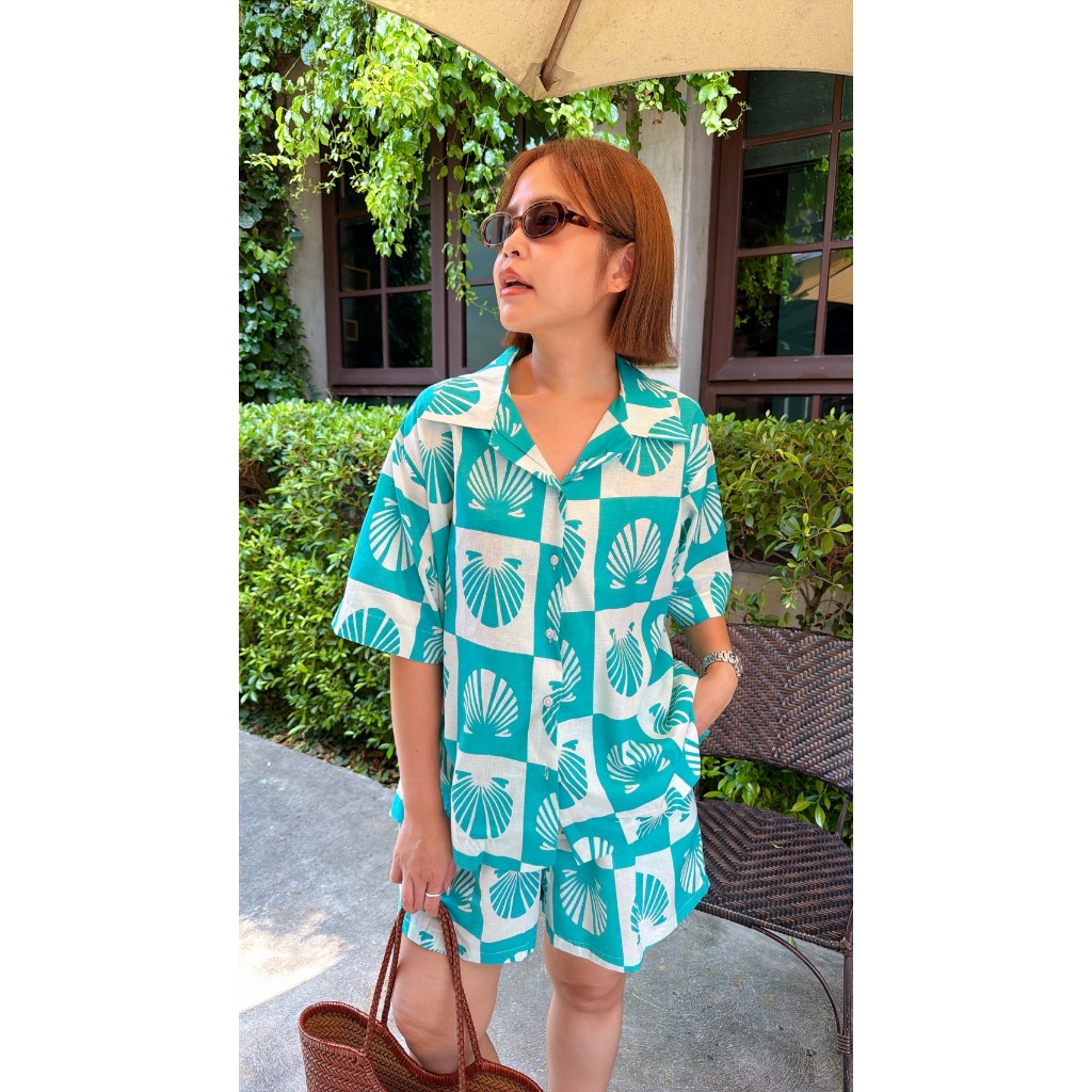 AMCORNER 🎀🎀Hawii set shirt🎀🎀 ผ้าcottonอิเดีย เนื้อดี เนื้อนิ่ม ใส่สบาย