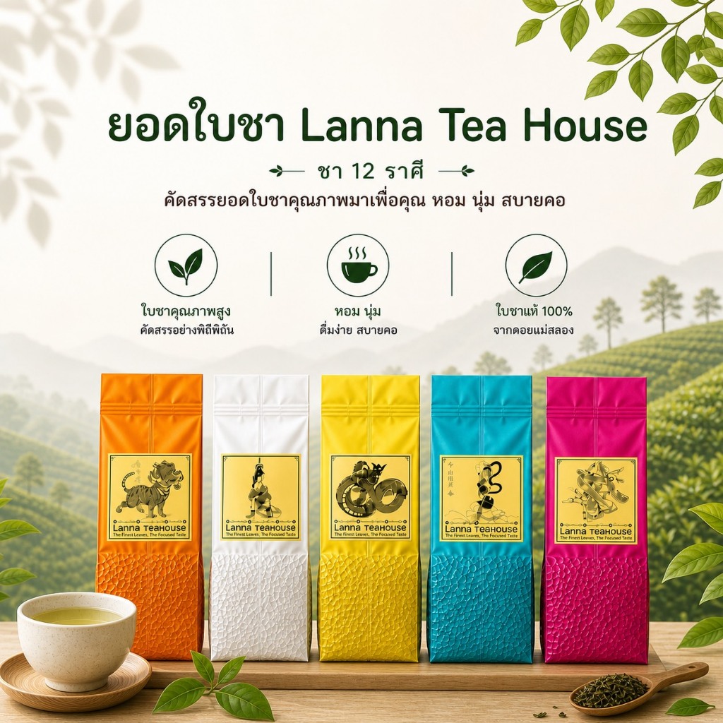 🍃 ยอดใบชา ตรา Lanna Teahouse 🍃 ขนาด 200 กรัม 🍃 ยอดคู่ 3 🍃