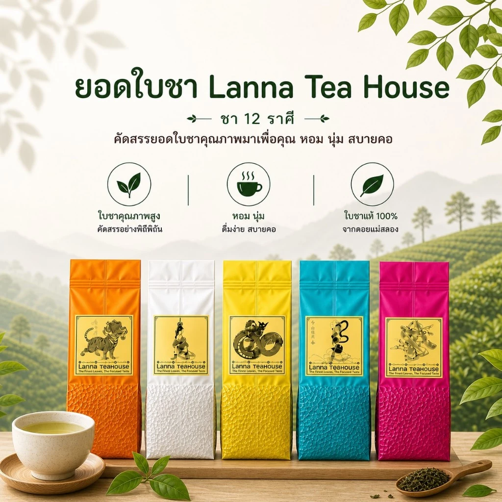 🍃 ยอดใบชา ตรา Lanna Teahouse 🍃 ขนาด 200 กรัม 🍃 ยอดคู่ 3 🍃
