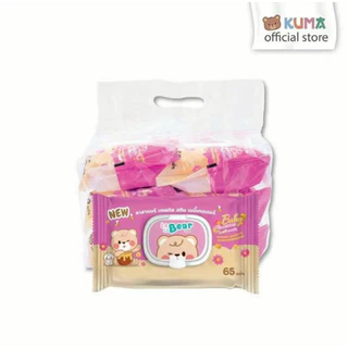 [ยกลัง] Lala Bear - ลาลาแบร์ กระดาษทิชชู่เปียก 65แผ่น ฝาล็อค 2 ชั้น กลิ่นเบบี้บลอสซั่ม (36ห่อ/ลัง)