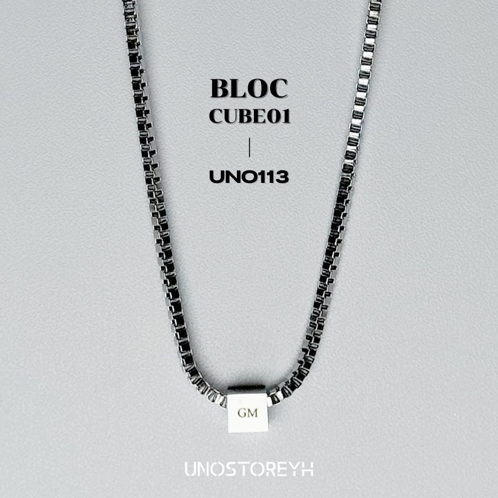 UNO113🔥”สร้อยBloc จี้สลักชื่อรุ่น CUBE01”(เฉพาะภาษาอังกฤษ)❗️ดูFontรูป2❗️