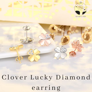 MNL💗 Clover Lucky Diamond สีเงิน ต่างหู ใบโคลเวอร์ เครื่องประดับ นำโชค มินิมอล เรียบหรู ใส่ได้ทุกวัน แฟชั่น ของขวัญ สวย