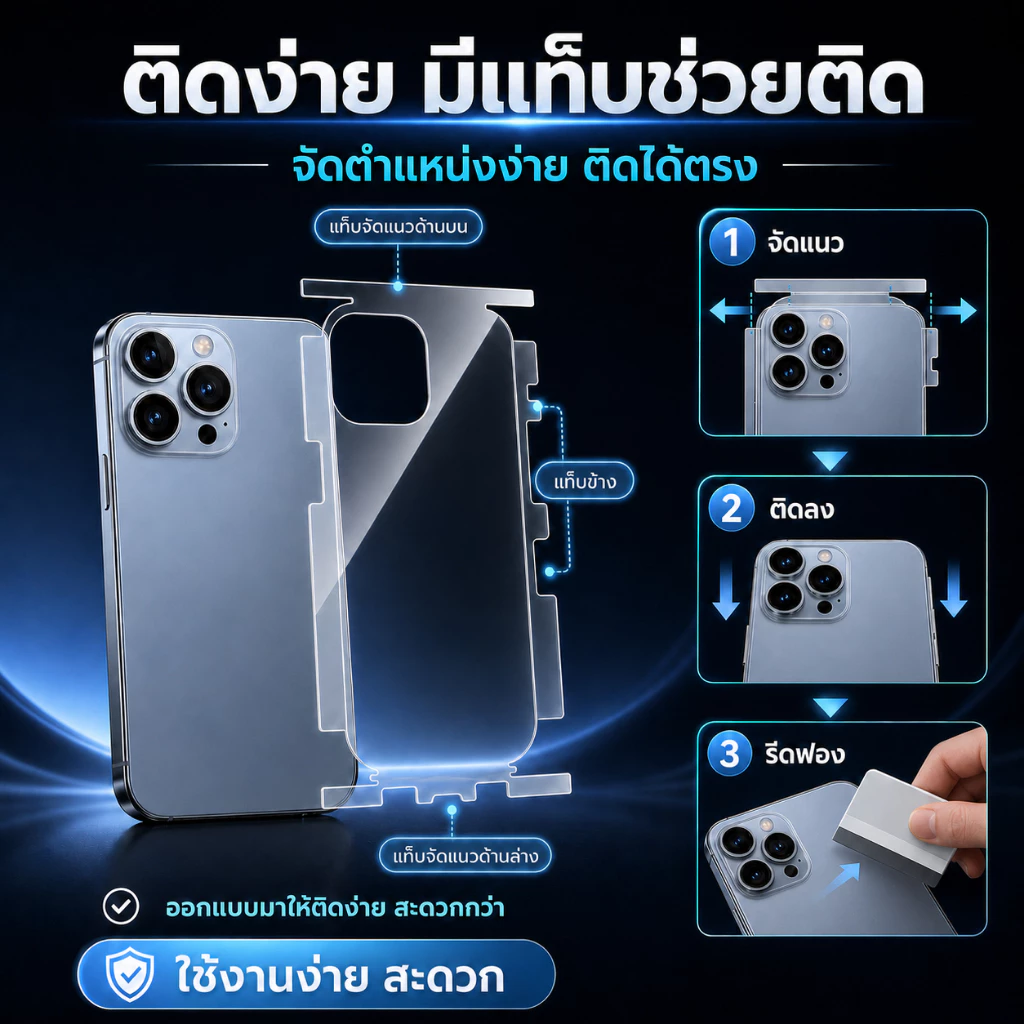 iFilm TPU ฟิล์มหลัง ไฮโดรเจล ใส ด้าน For iphone 17promax 17Air 17 Pro 16 pro max 16plus 15 promax 14 iphone13 11 ไอโฟน thumbnail 8