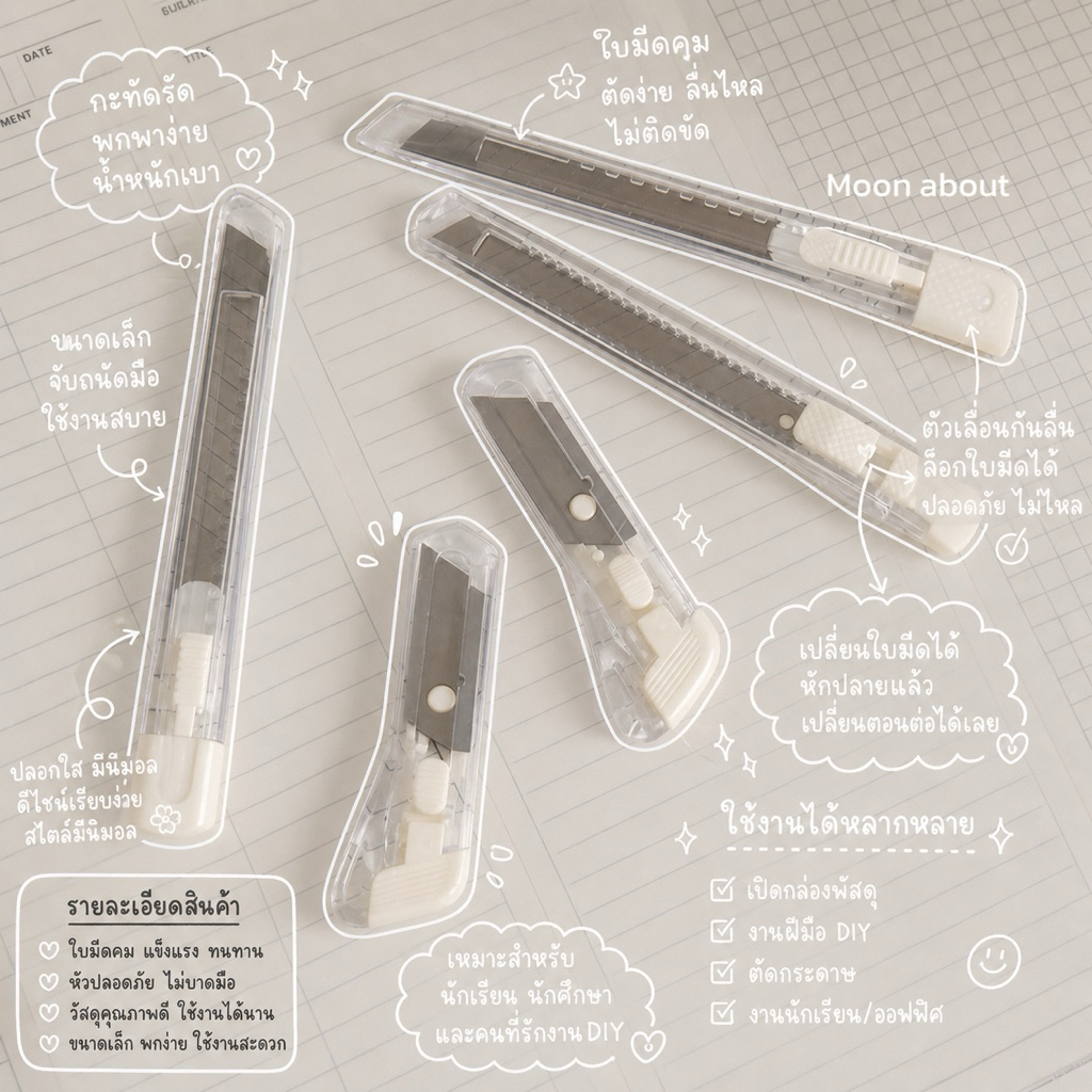 Mini Cutter – คัตเตอร์มินิเปิดกล่อง | คัตเตอร์จิ๋วพกพา | สำหรับงาน DIY & เปิดพัสดุ