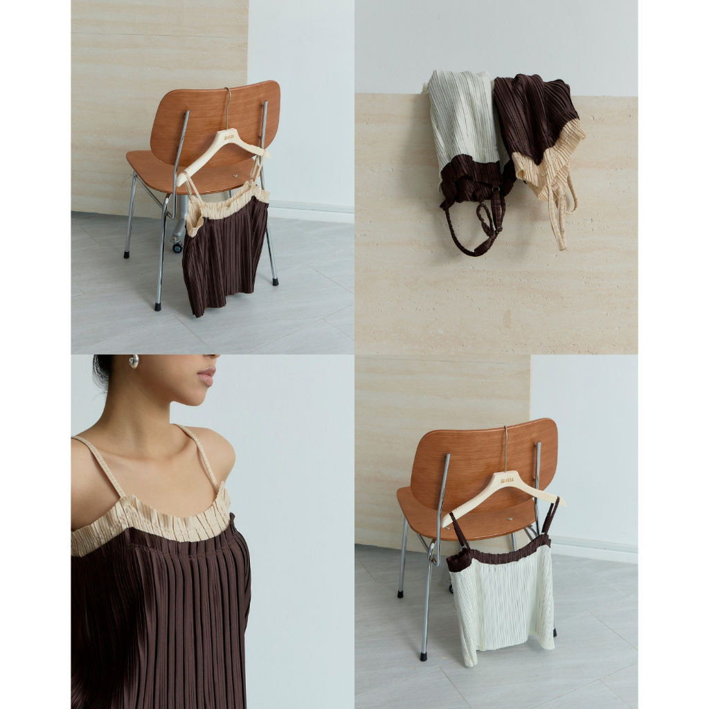 BXB - PLEATED TOP เสื้อสายเดี่ยวผ้าพลีททูโทน