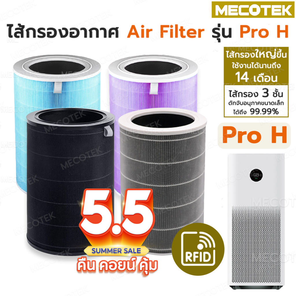 มี RFID ไส้กรอง สำหรับ เครื่องฟอกอากาศ รุ่น Pro H และ 2S/2H/Pro/3H Xiaomi Filter  ไส้กรอง ช่วย กรองฝุ่น กลิ่น Mi – โปรปัง
