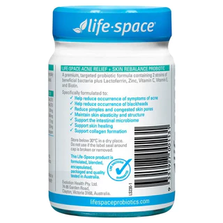 Life Space Acne Relief + Skin Rebalance 30 Capsules ช่วยลดการเกิดอาการสิว สิวหัวดำ และสิวอักเสบ