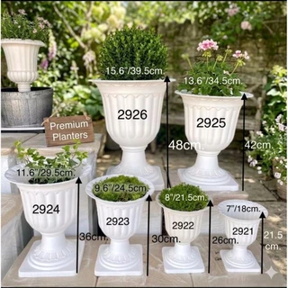 (พร้อมส่ง)กระถางโรมัน กระถางพลาสติกสีขาวกระถางปลูกต้นไม้ แจกันจัดดอกไม้ทรงสูง