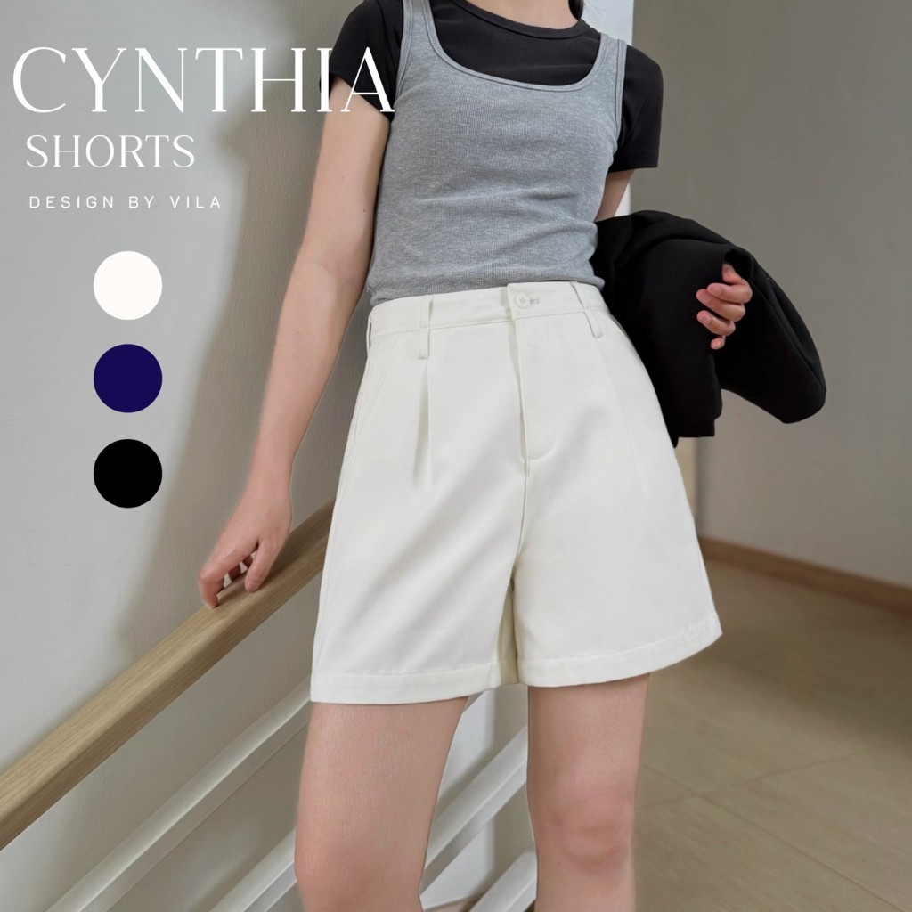 VILA I Cynthia Shorts Vi18 กางเกงขาสั้นกระดุมหน้า