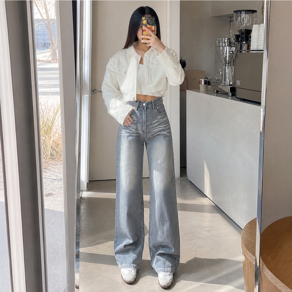 กางเกงยีนส์ขากระบอกฟอกอัดยับ รุ่น Tabby Jeans ราคา ถูกที่สุด ดีลบีเคเค แกลเลอรีภาพที่ 8