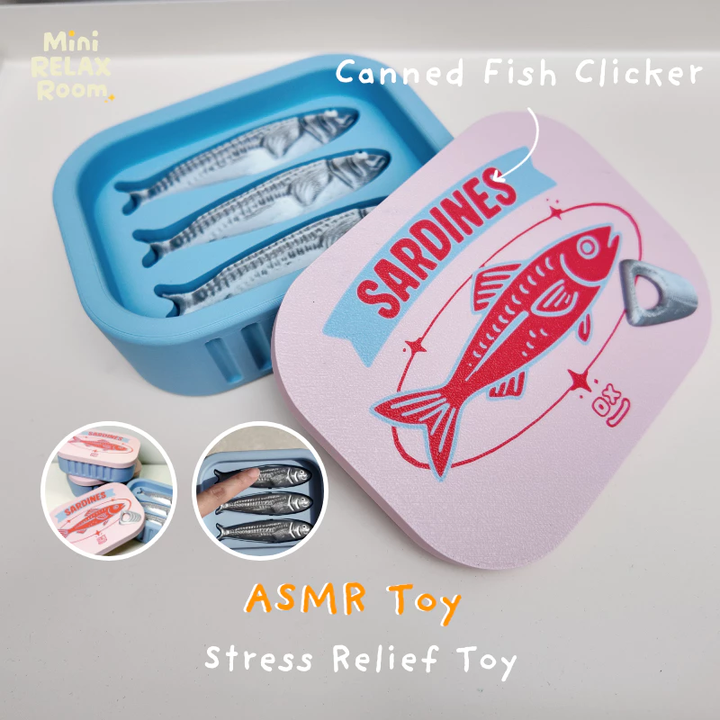 ของเล่นคลายเครียด ASMR ปุ่มกดเสียงเพราะ 3D Print ลายปลากระป๋อง | เสียงคลิกใส (Blue Switch) กดเพลิน ของขวัญสุดครีเอทีฟ