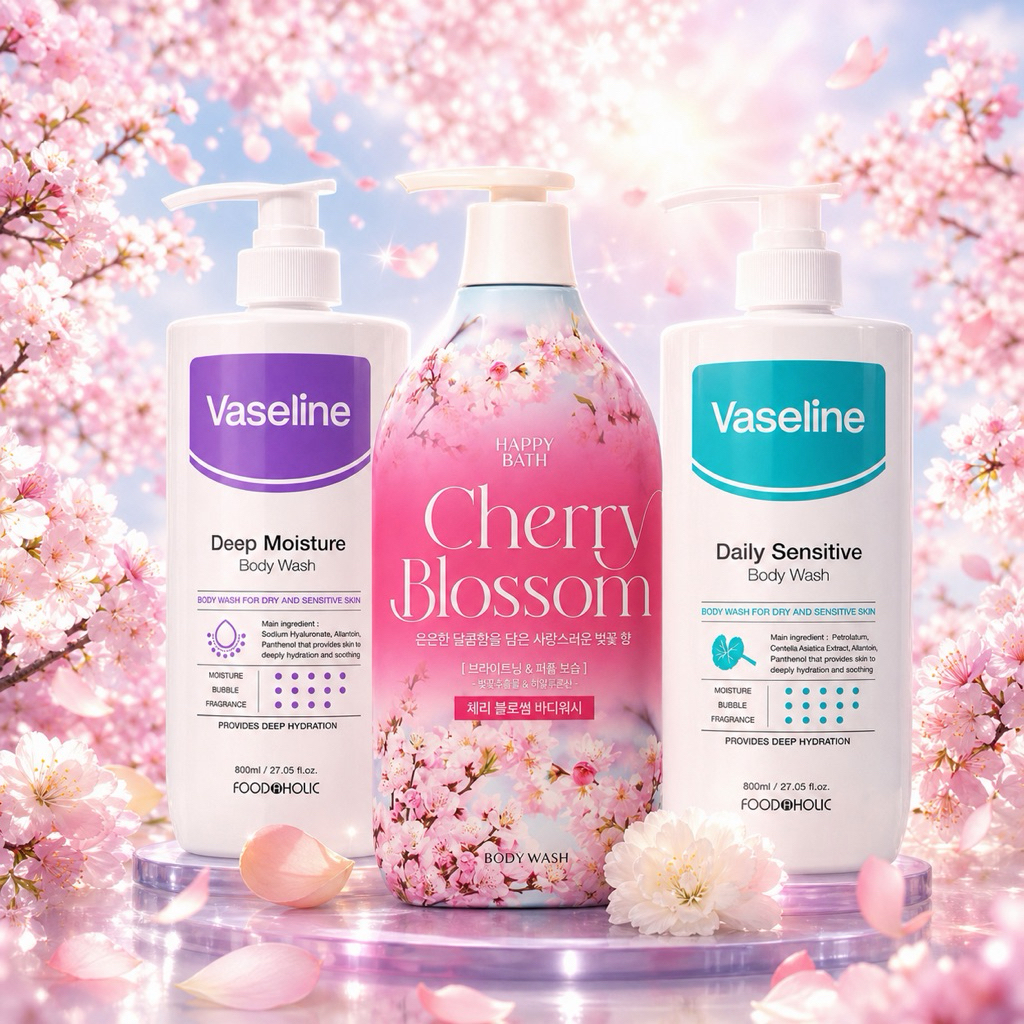 สบู่เหลวอาบน้ำ Vaseline Deep Moisture Body Wash (800ml) สูตรเข้มข้นเพื่อผิวแห้งและแพ้ง่าย ให้ผิวชุ่มชื้นยาวนาน