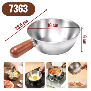 7363 หม้อ หม้อสแตนเลสด้ามไม้ หม้อสแตนเลส หม้ออเนกประสงค์ ด้ามจับไม้