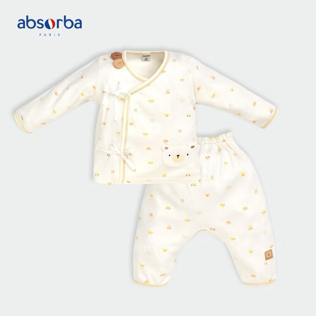 Absrba แอ็บซอร์บา ชุดผูกหน้า แขนยาว สำหรับเด็กแรกเกิด - 3 เดือน นวัตกรรม Bamboo คอลเลคชั่น Mignon Bebe