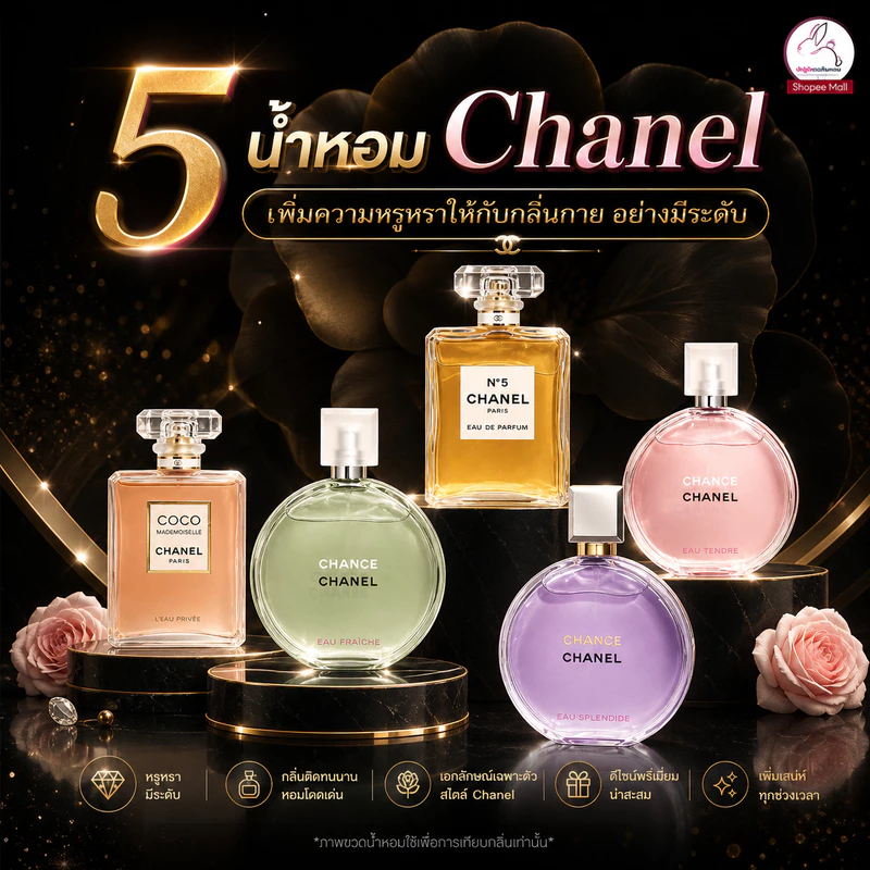 [ 5 น้ำหอมชาแนล ] Seecha สีชา น้ำหอมสีชา seecha oil perfume หอมติดทน ขนาด 50 ml พร้อมส่ง