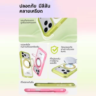 SHS เคสใสโฟน เคสใส iP จะไม่เปลี่ยนเป็นสีเหลือง ขาตั้งหมุนได้ 360° สำหรับไอโฟน 17 Pro Max/17 Pro/17/16/15/เคส iP