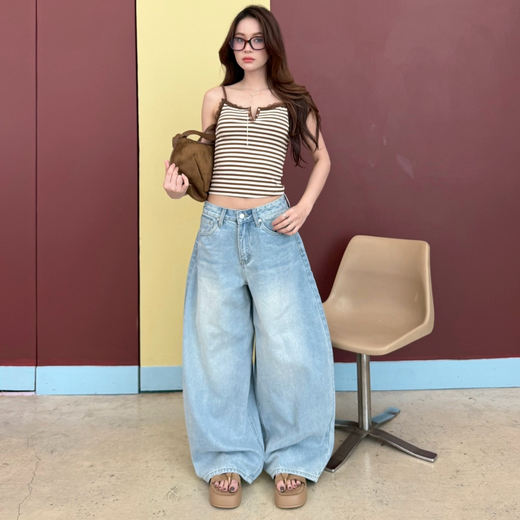 Choosedress A5232 Toby Barrel Jeans กางเกงยีนส์ขายาว กางเกงยีนส์ทรงบาร์เรล เกงขายาวยีนส์ขายาวกระบอกใ