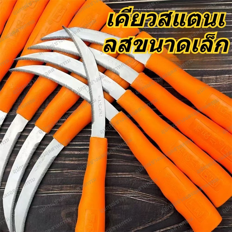 เคียวเกษตรฟันเลื่อย มีดตัดหญ้าเหล็กทั้งหมด เก็บเกี่ยวเมล็ดข้าว เคียวเลื่อยฟันขนาดเล็ก มีดสแตนเลส มีดกระเทียมเพื่อตัดผัก