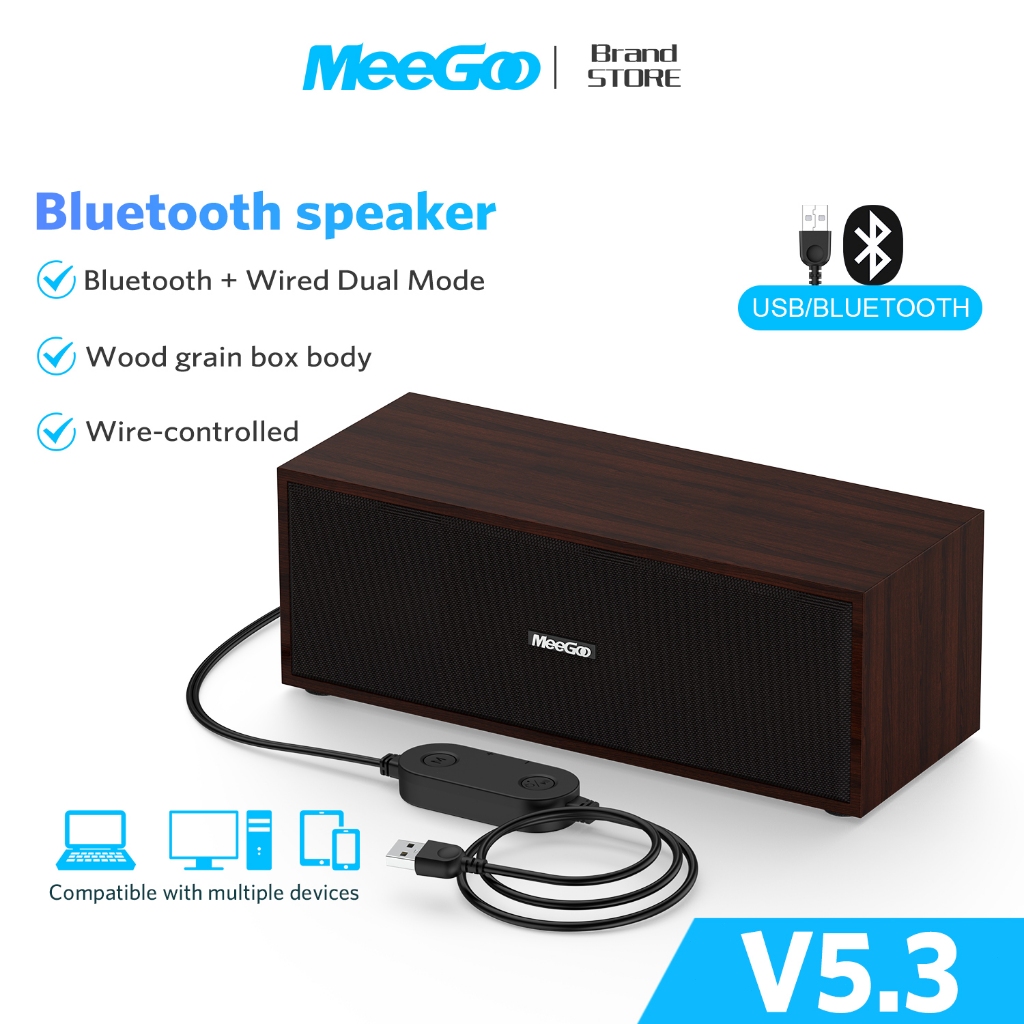 MEEGOO ลำโพงเดสก์ท็อป ลำโพงคอมพิวเตอร์ มีบลูทูธ 5.3+USB มีสายควบคุม เสียงดี เบสแน่น ใช้กับโน้ตบุ๊ค/คอมพิวเตอร์/โทรศัพท์