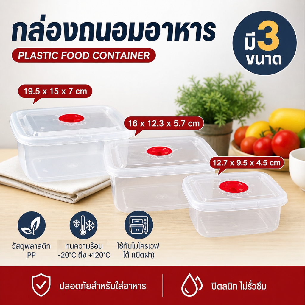 HHsociety กล่องถนอมอาหาร พลาสติก สีใส กล่องเก็บอาหาร กล่องใส่อาหาร R-6055
