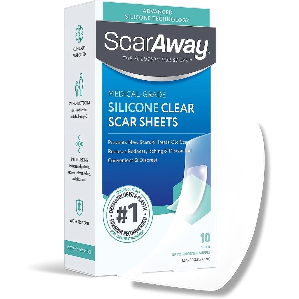 ScarAway Medical Grade Clear Silicone Scar Sheets, 10sheets