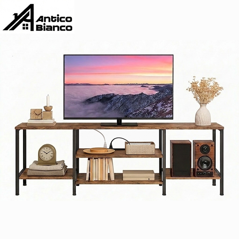 Antico ชั้นวางทีวี 65นิ้ว ตู้วางทีวี บอร์ดเกรด E0 สไตล์ยุโรป พร้อมชั้นวางของ โครงเหล็ก ประกอบง่าย แข็งแรงทนทาน