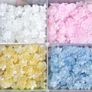 ลูกปัดดอกไม้แก้ว ดอกซากุระ (14มิล) 10ชิ้น ซากุระแก้ว