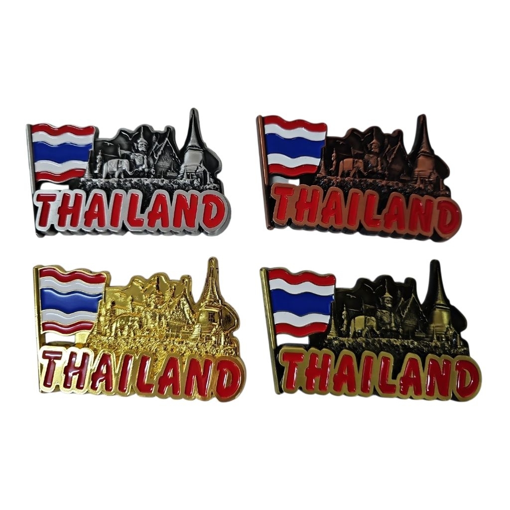 EVแม่เหล็กติดตู้เย็นโลหะ ลาย THAILAND ธงชาติไทย + วัดไทย (Thailand Temple Flag Magnet)