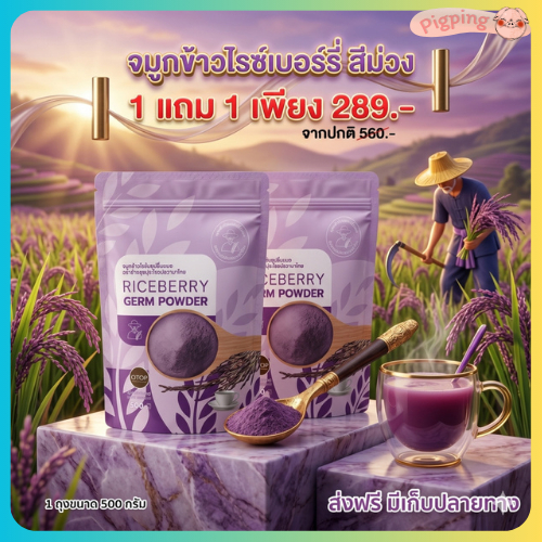 จมูกข้าวไรซ์เบอร์รี่ 500gX2 #ชงพร้อมดื่ม หอม อร่อย สุขภาพดีทั้งครอบครัว ของแท้100%