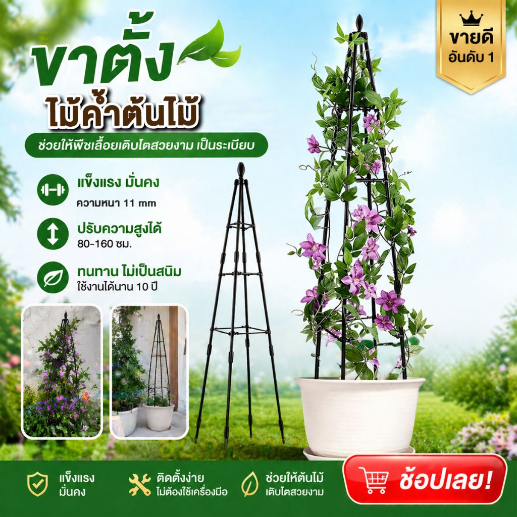 โครงกุหลาบเลื้อย เหล็กแข็งแรงเคลือบ PE กันสนิม ซุ้มไม้เลื้อย เหมาะสำหรับเถาวัลย์และพืชคืบคลาน