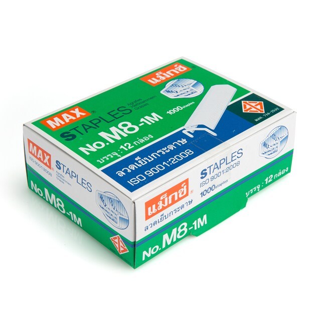 ลวดเย็บกระดาษ MAX เบอร์ M8 แข็งแรง ไม่งอ ไม่ติดขัด  (แพ็ค12กล่อง)