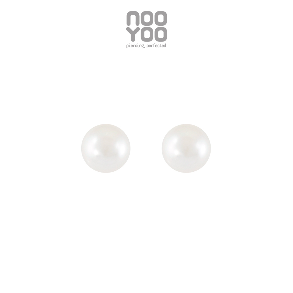 NooYoo ต่างหูสำหรับผิวแพ้ง่าย 5/8mm Fresh Water Pearl Surgical Steel