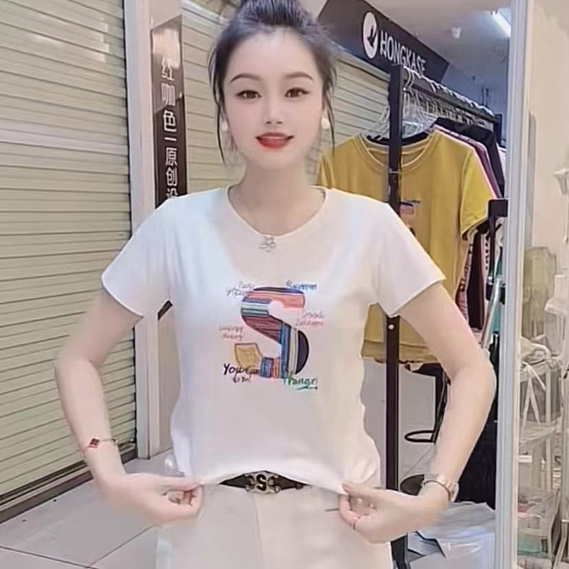 เสื้อยืดผู้หญิงคอกลมแขนสั้น คอลเลกชันฤดูร้อนใหม่ — รูปที่ 4