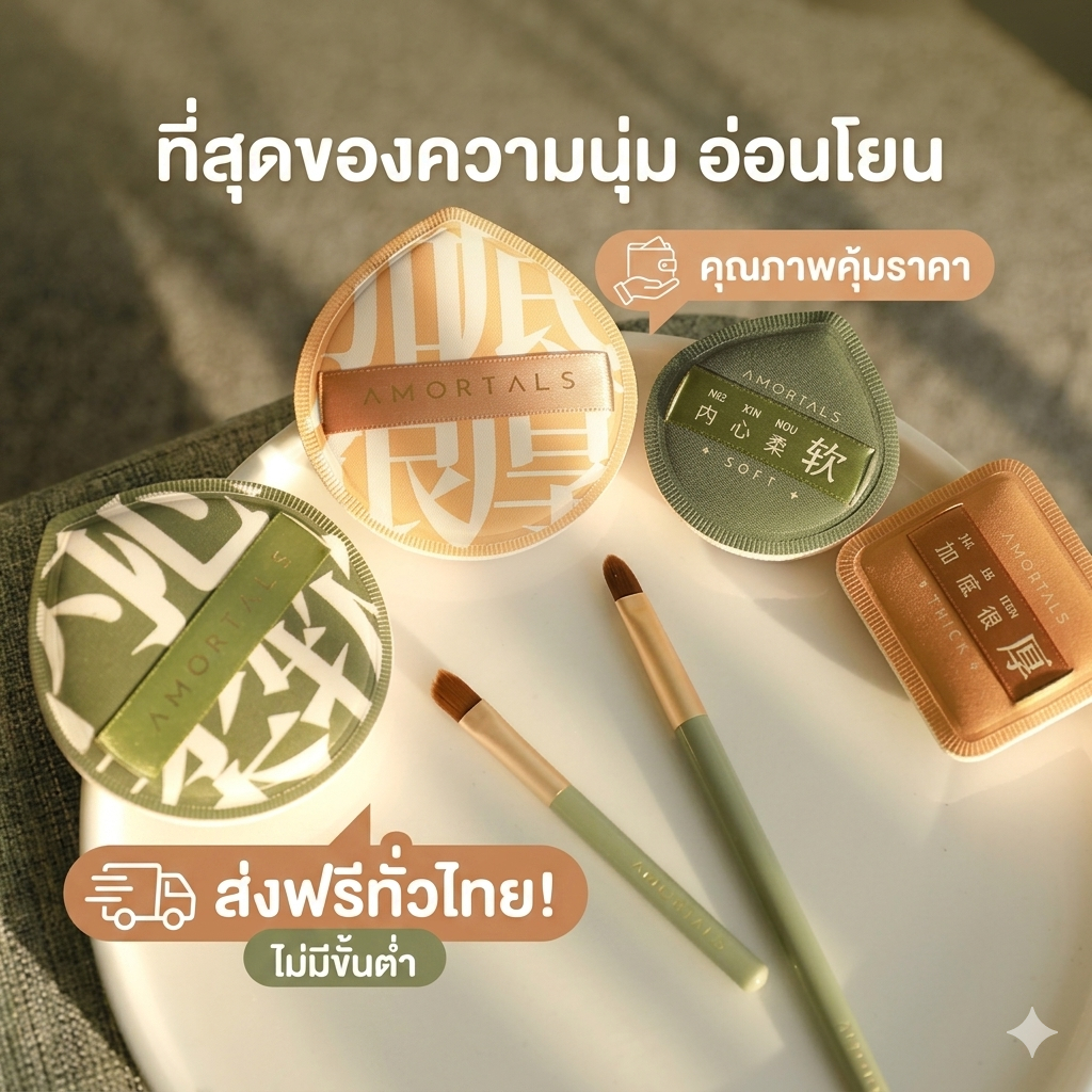 kingshopping(ร้านไทย)(FBS09）พัฟแต่งหน้า (ทรงหยดน้ำ) พัฟแป้งฝุ่น พัฟคุชชั่น ขนาดใหญ่ หนานุ่มไม่ระคายผิว