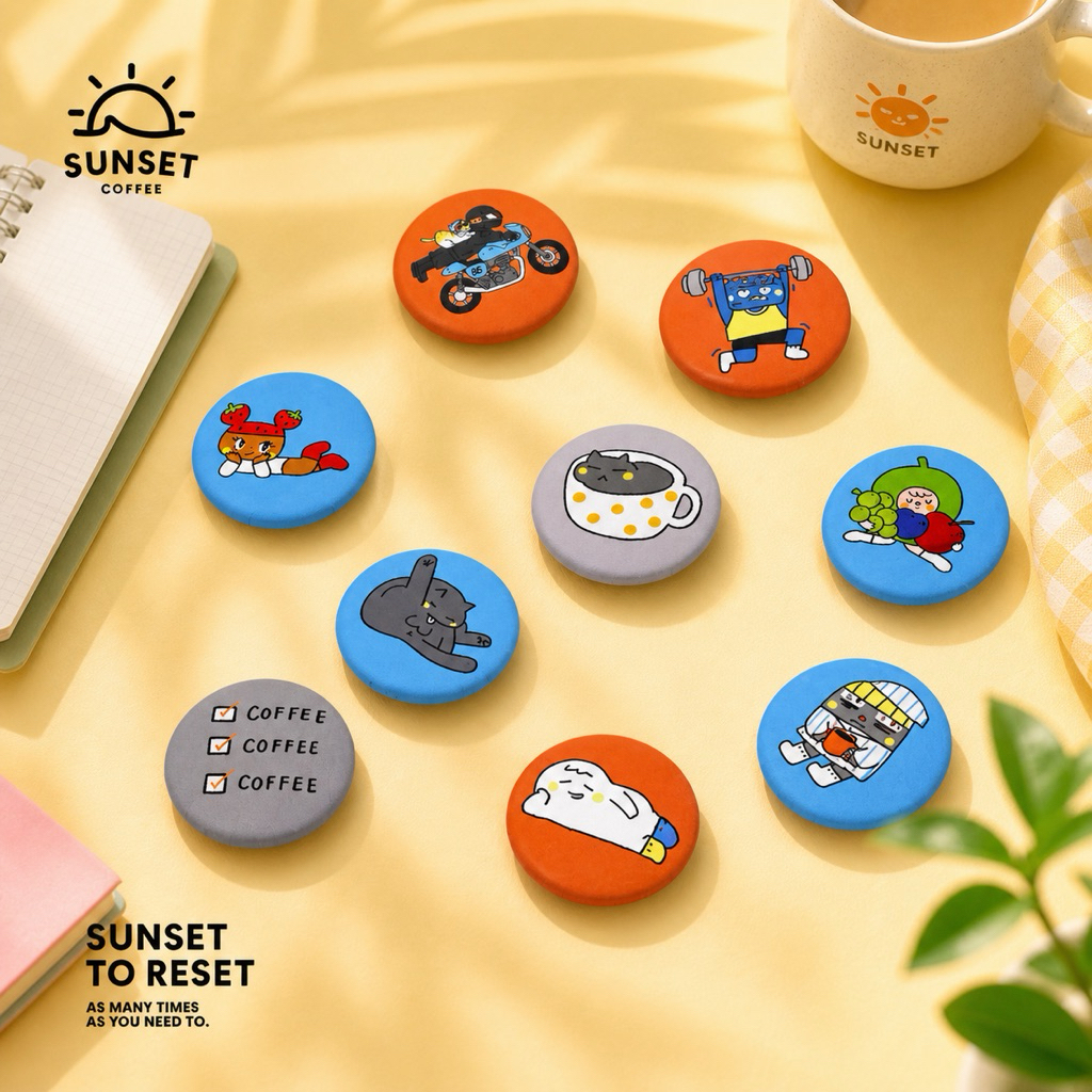 Sunset Vibes Pins” – เข็มกลัด รวมคาแรกเตอร์ ลายสุดน่ารัก “SUNSET TO RESET”